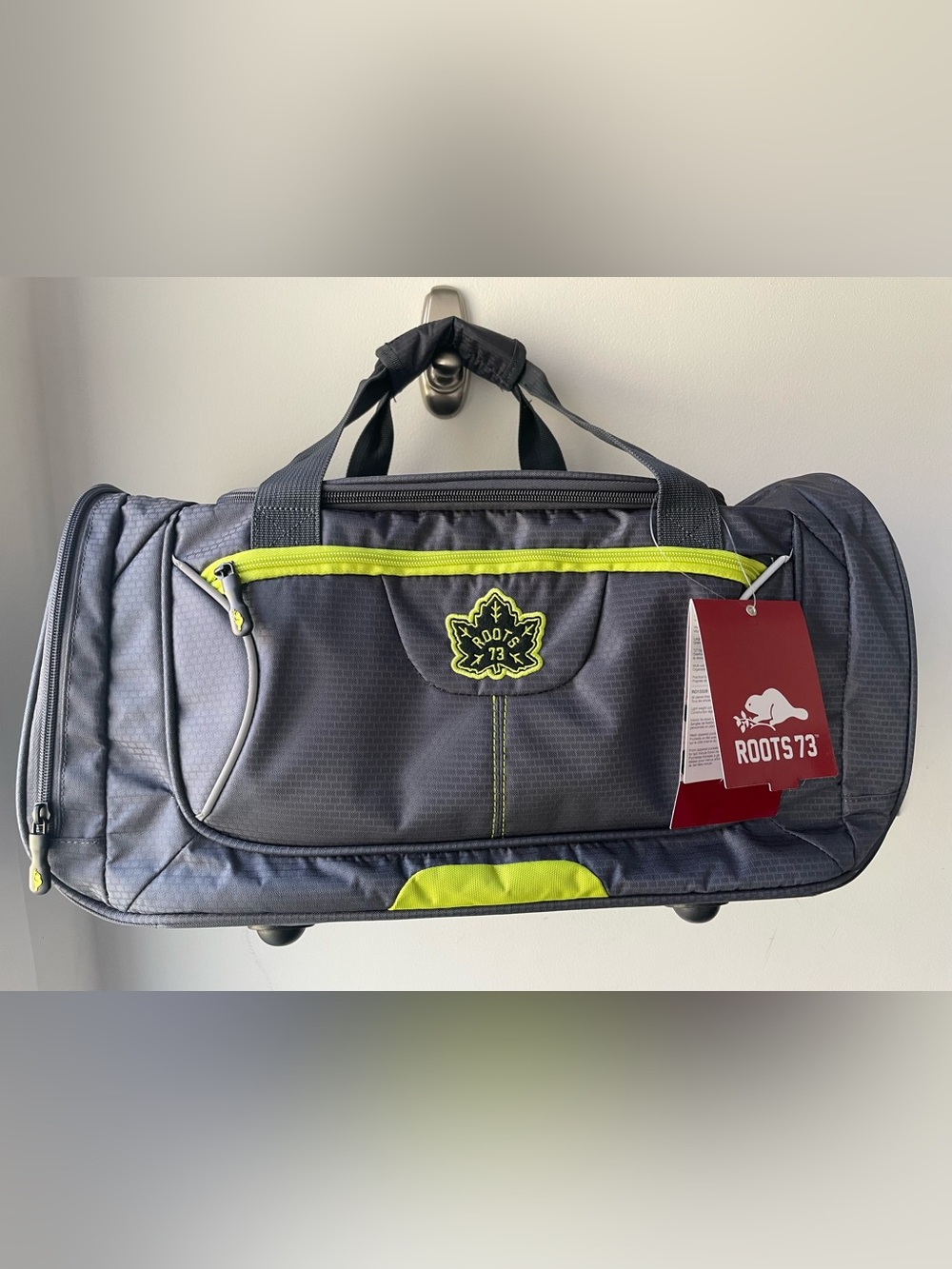 NWT Roots 73 Duffle Bag - Grey / Lime